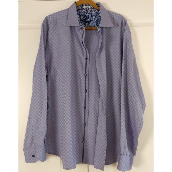 BUGATCHI UOMO Lavender Geometric XXL Button Up Dress Shirt Flip Cuff Long Sleeve - Picture 7 of 16